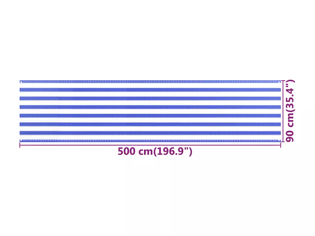 Écran de balcon Bleu et blanc 90x500 cm PEHD