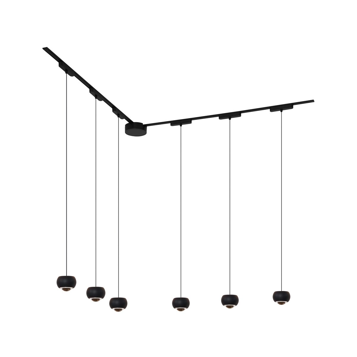 Modern railsysteem met 6 hanglampen zwart 1-fase - Magnetic Lance