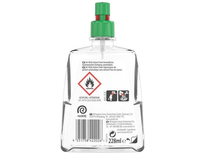 Air Wick Active Fresh Nachfüller Jasminblüte Wasserbasiertes, automatisches Duftspray mit floralem Duft