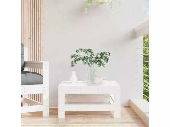 Repose-pied de jardin blanc bois de pin massif