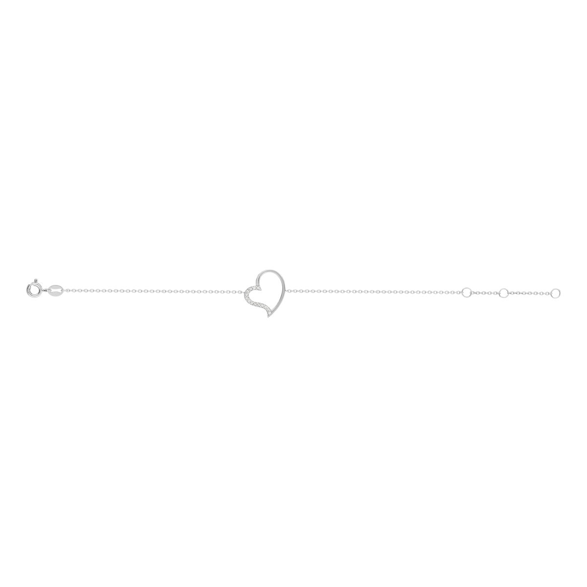 Bracelet argent 925 coeur zirconias 18 cm