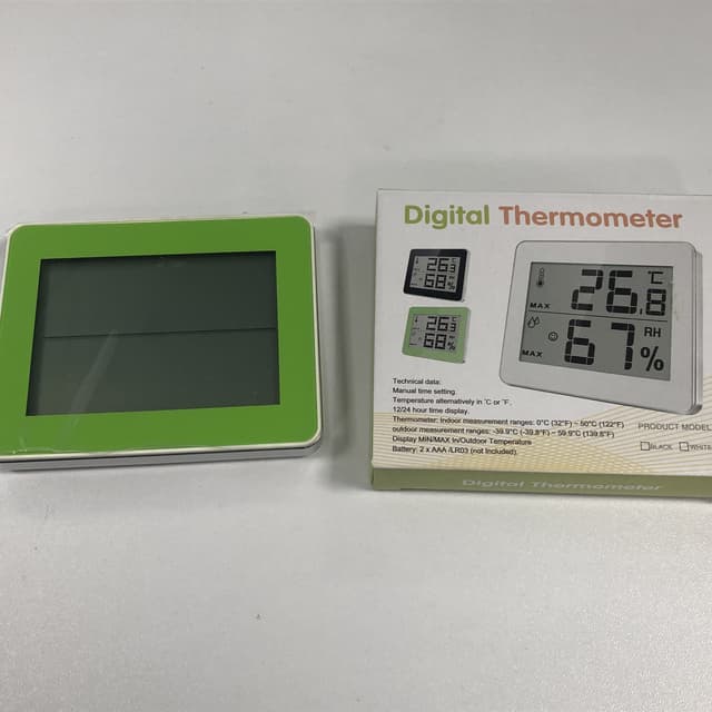 Digitalt indendørs termometer, hygrometer Grøn