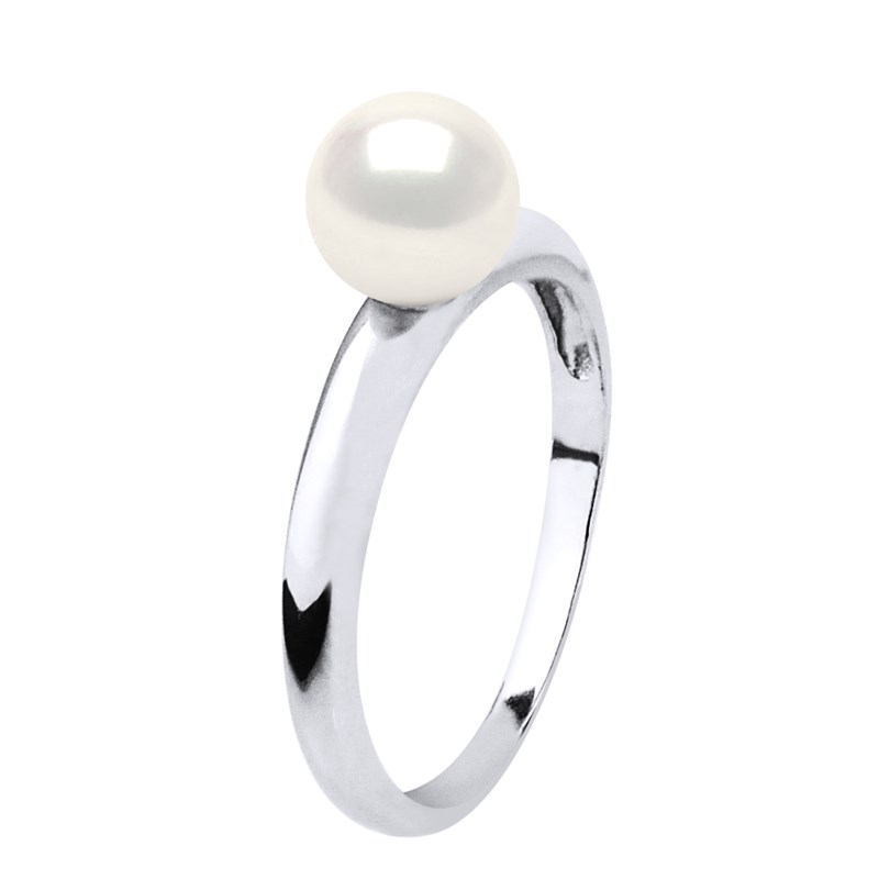 Bague Stella Jonc Perles d'Eau Douce 6-7 mm - Or Blanc