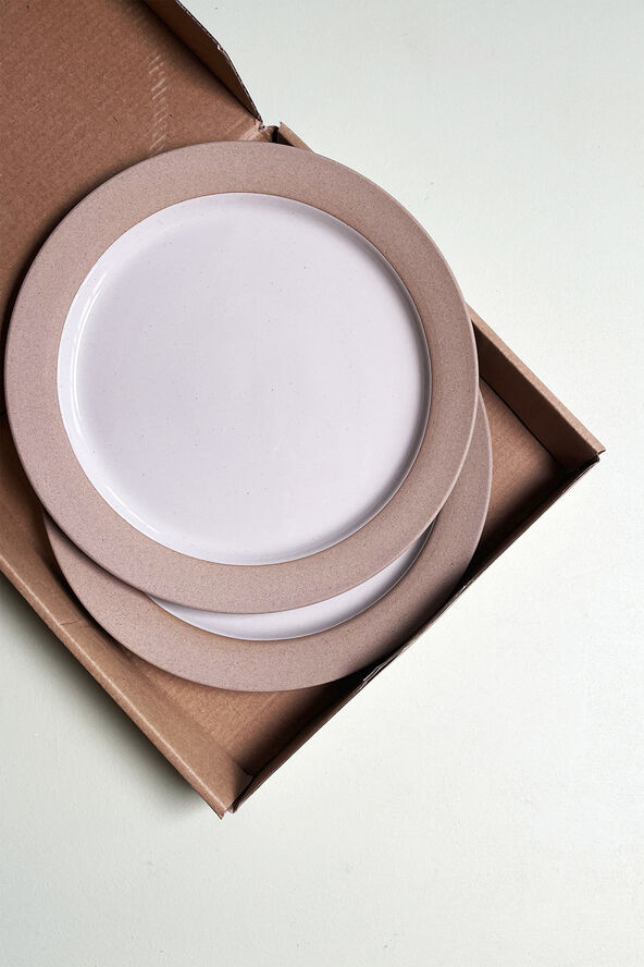 Studio About PLATE, LARGE, 2 PCS, CLAY SAND, GLAZE LIGHT GREY, 25015SG 131