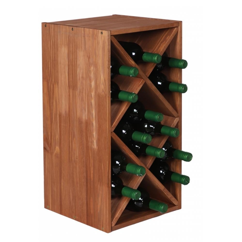 PROREGAL Modulair Wijnrek Vincellar Mod HxBxD 30 x 60 x 30 cm Diamond Module Voor 14 Flessen Massief Dennenhout Bruin Geolied