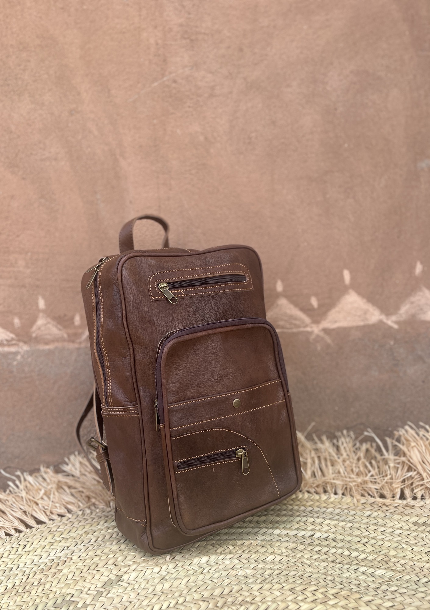 Tasche aus Ziegenleder braun, H 40 cm, B 27 cm günstig bestellen