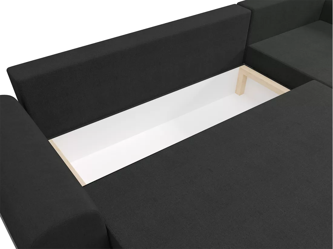 Canapé 3 places convertible en tissu noir et gris LIERNO