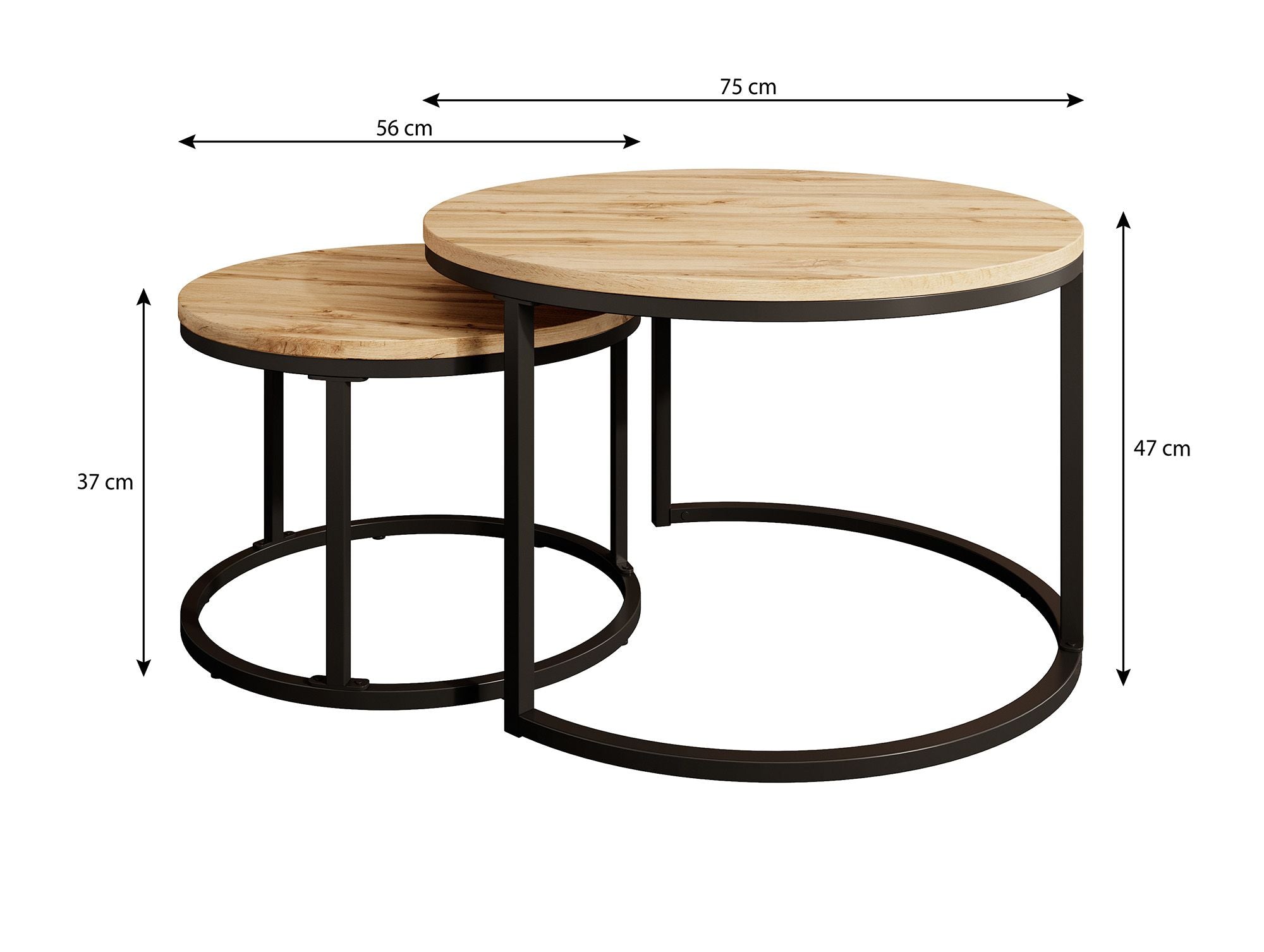 Meubella - Salontafel Ovalo - Eiken - set van 2