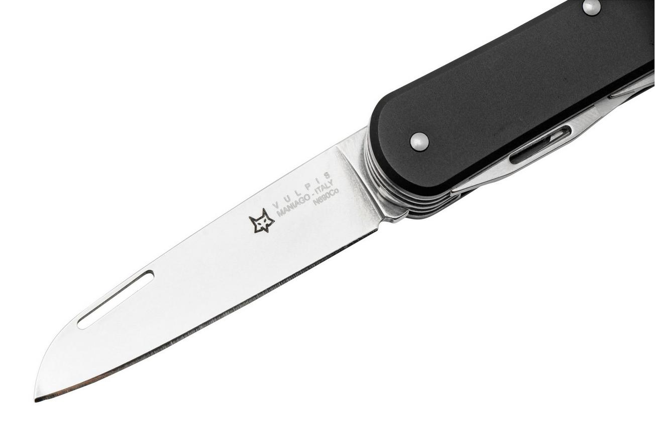 FOX Vulpis 5-Tools FX-VP130-SF5BK, N690co, Aluminium, Black, Zwitsers zakmes