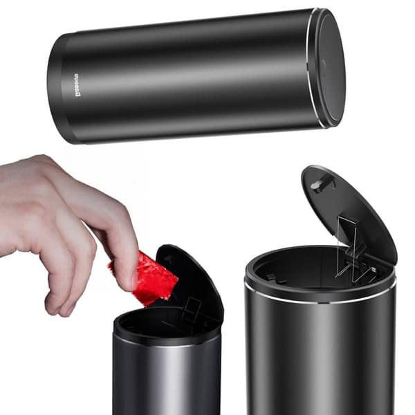 Baseus bil mini søppelbøtte med lokk svart (CRLJT-01)