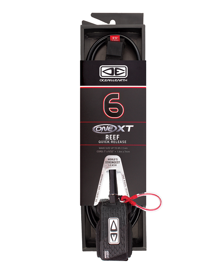 Ocean and earth Leash Reef - 6'0 - One XT - Quick Release / Larguable Black