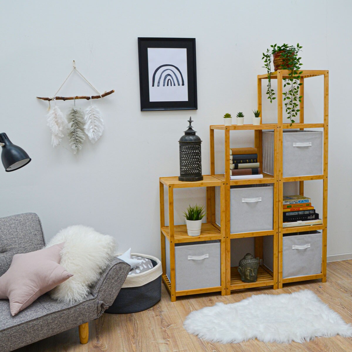 Faltbox Set 4 Boxen für Kallax Regal weiß 33x38x33cm Expedit Box mit Stoffgriff