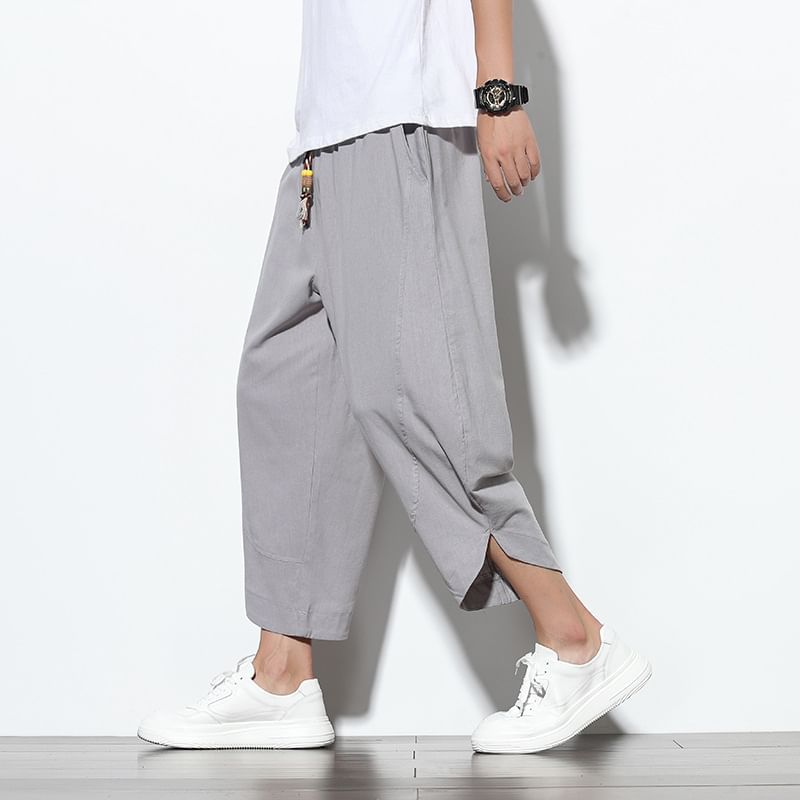 YIKES - Elastische taille effen cropped harembroek