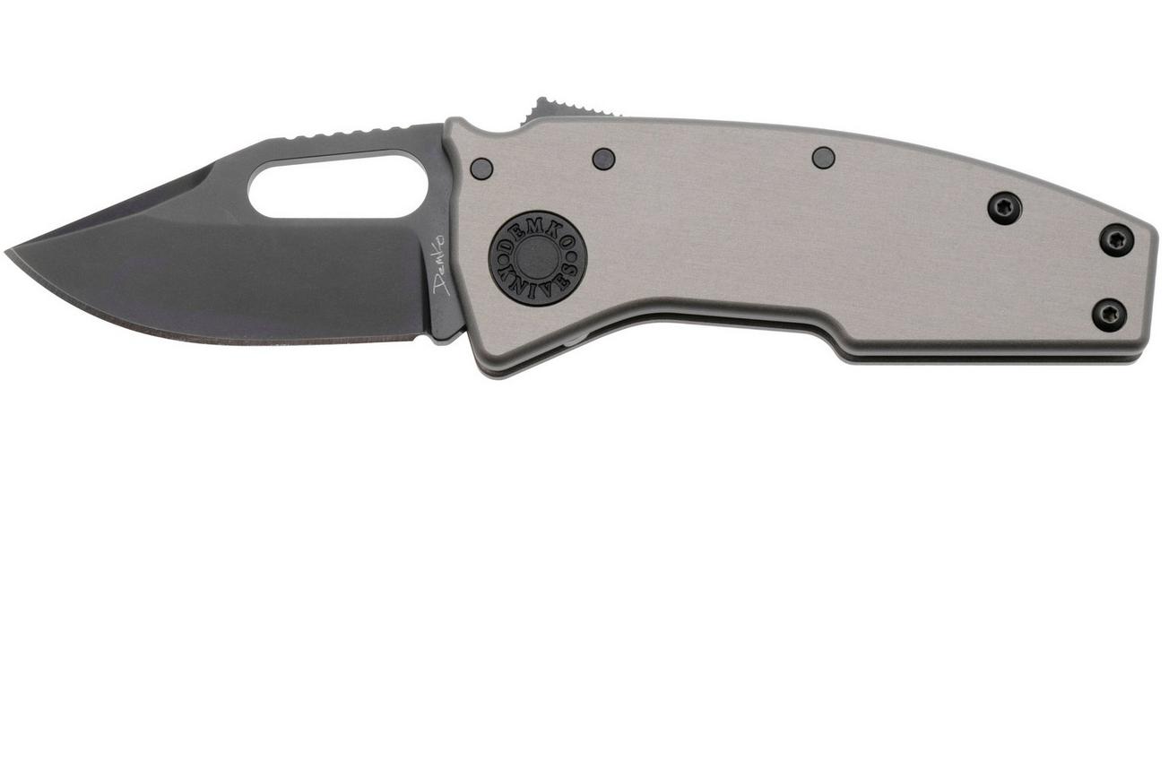Demko Nano-Shark, NANO-20CV-ARTILLERY GREY ALUM-CP, Stealth DLC CPM 20CV Clip Point, Artillery Grey Aluminum zakmes