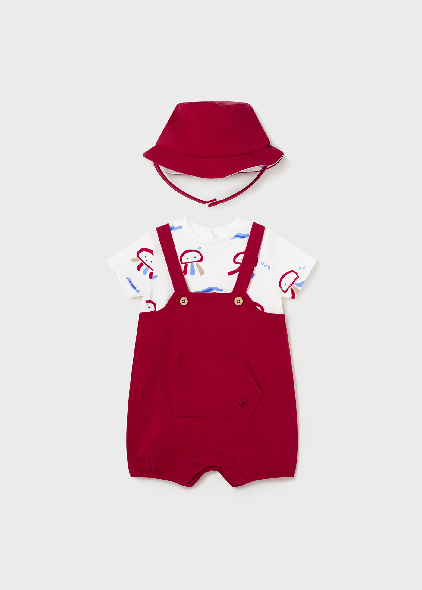 Macacão infantil Better Cotton Jade com gorro.