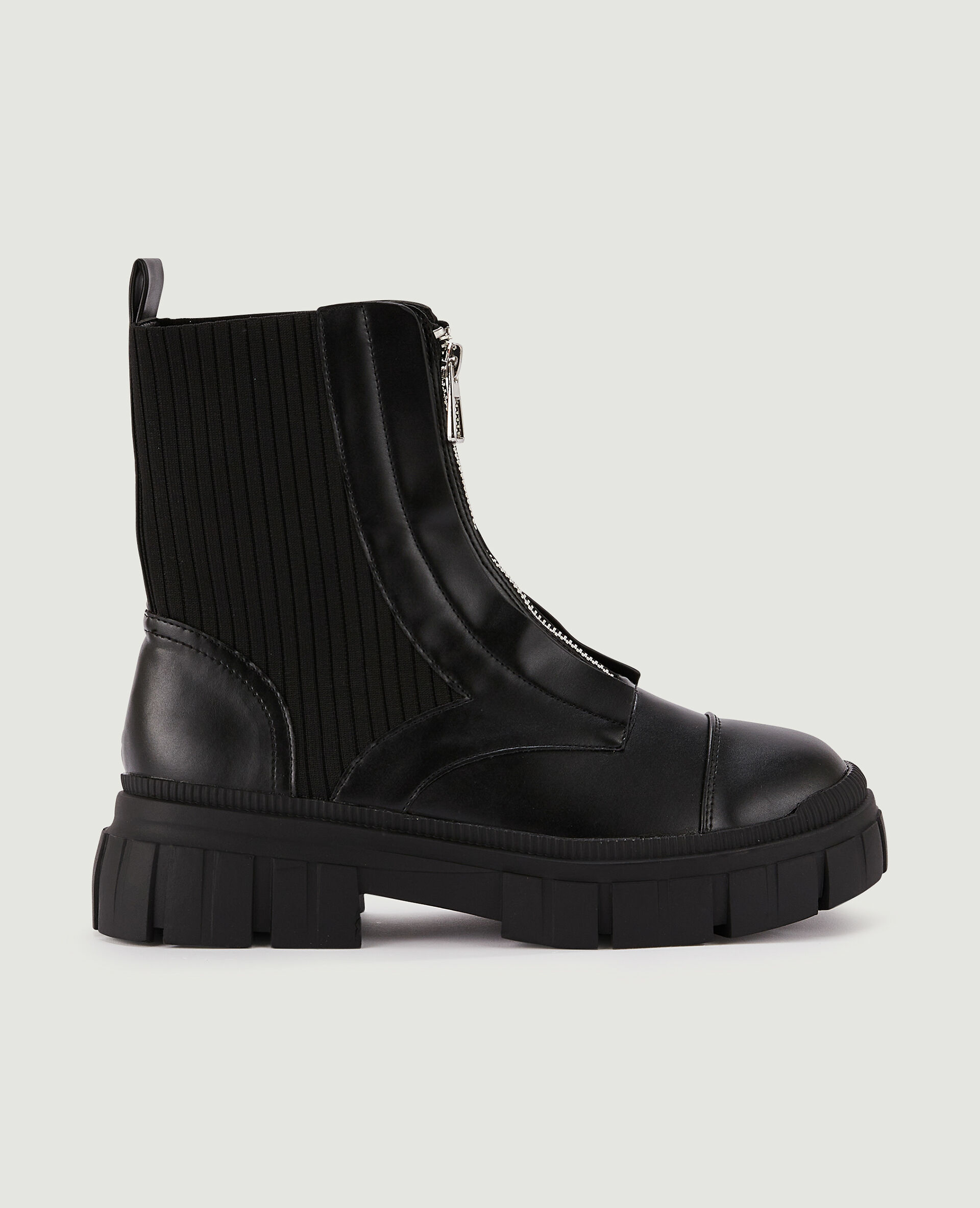 Boots zippées bimatières - Noir