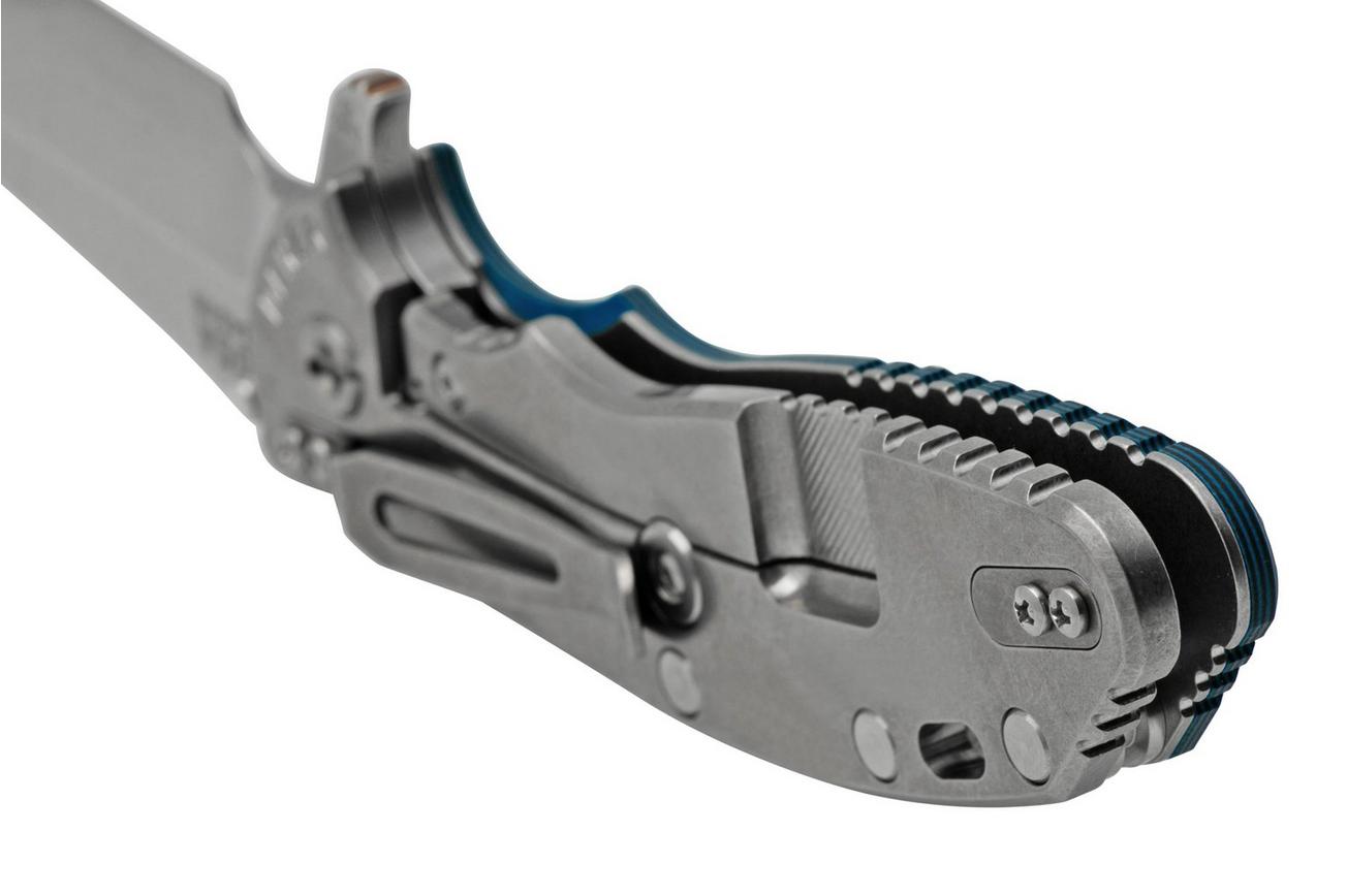 Rick Hinderer XM-24 4.0, S45VN Spanto Stonewash, Blue-Black G10, zakmes