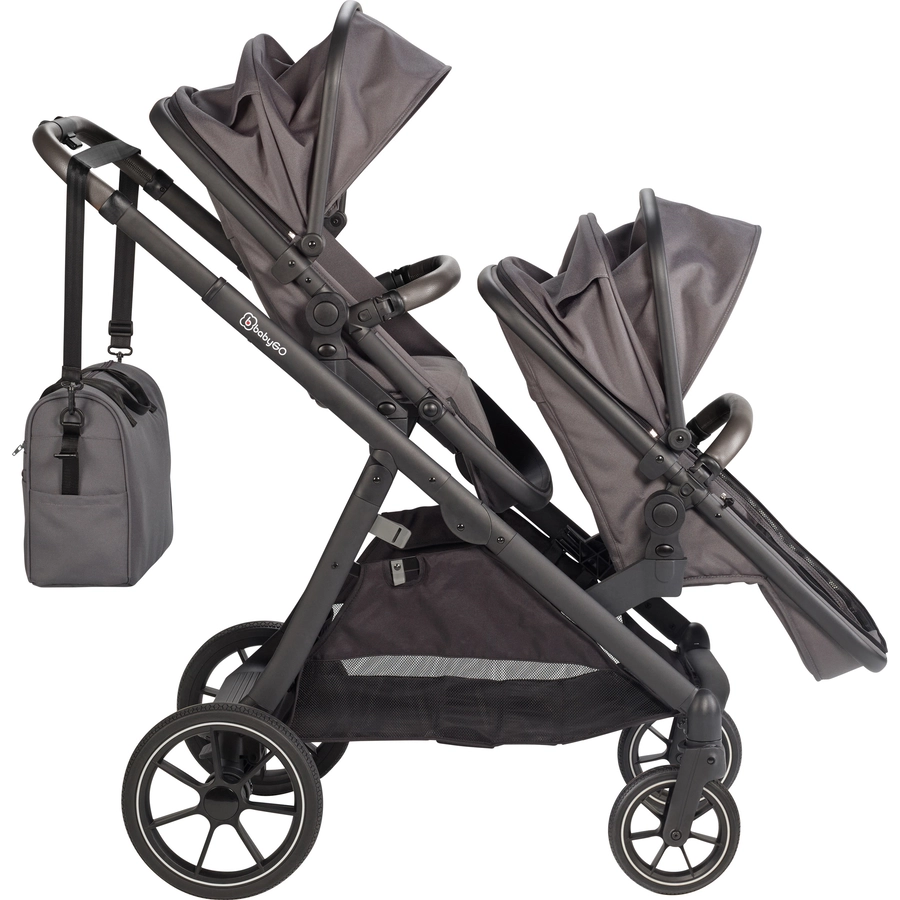 babyGO Geschwisterwagen Duo Mega Set Grey
