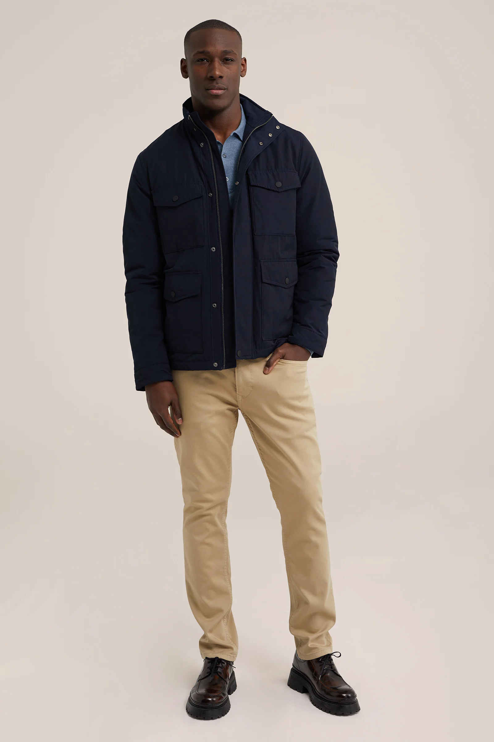 waterafstotend jack met opgestikte zakken WE Fashion Marineblauw