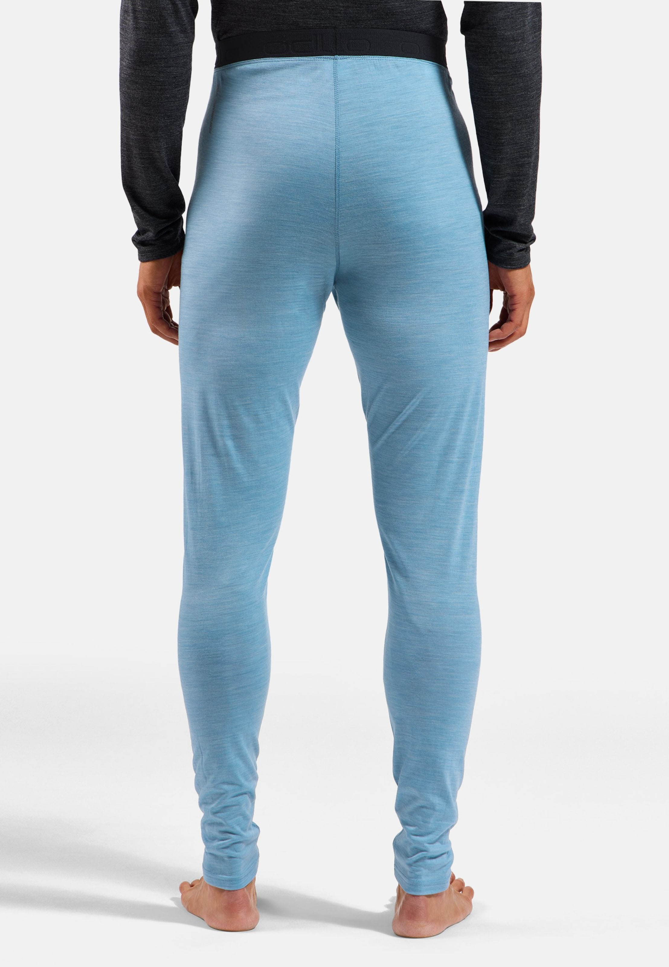 Natural Performance Wool 130 Base Layer Tights in provincial blue melange - black