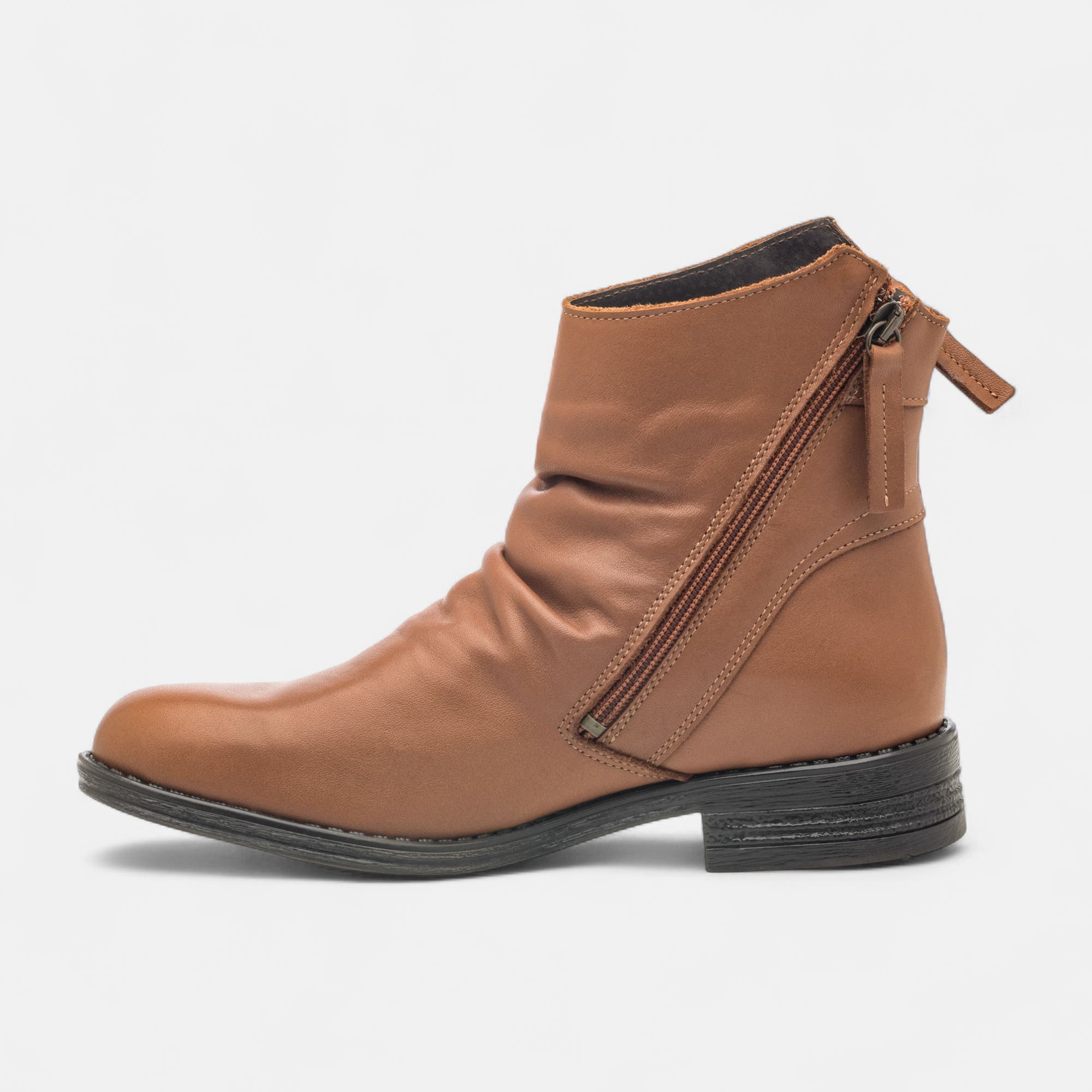 Bottines Femme en cuir cognac