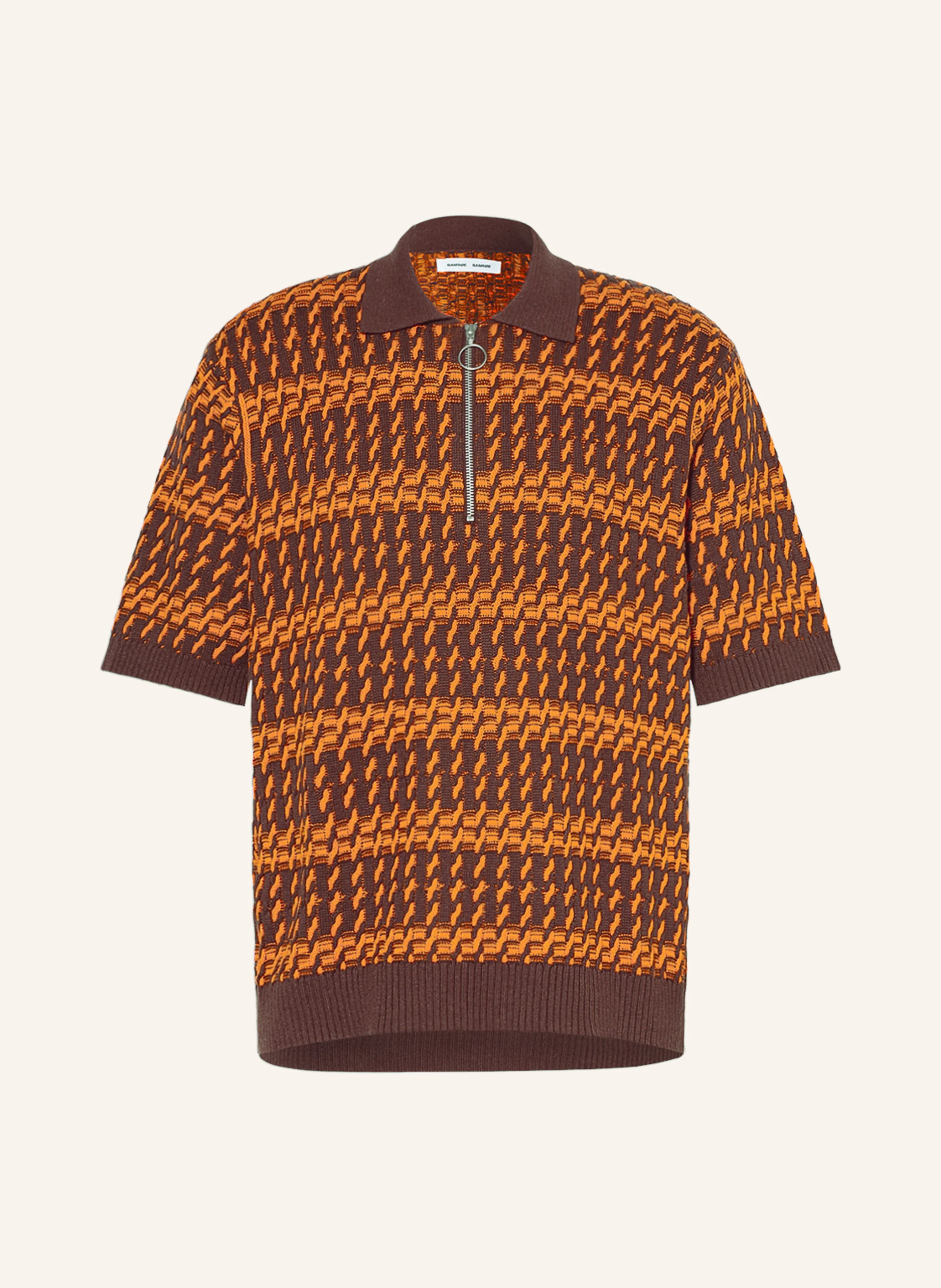 SAMSØE  SAMSØE Strick-Poloshirt OZZY mit Leinen