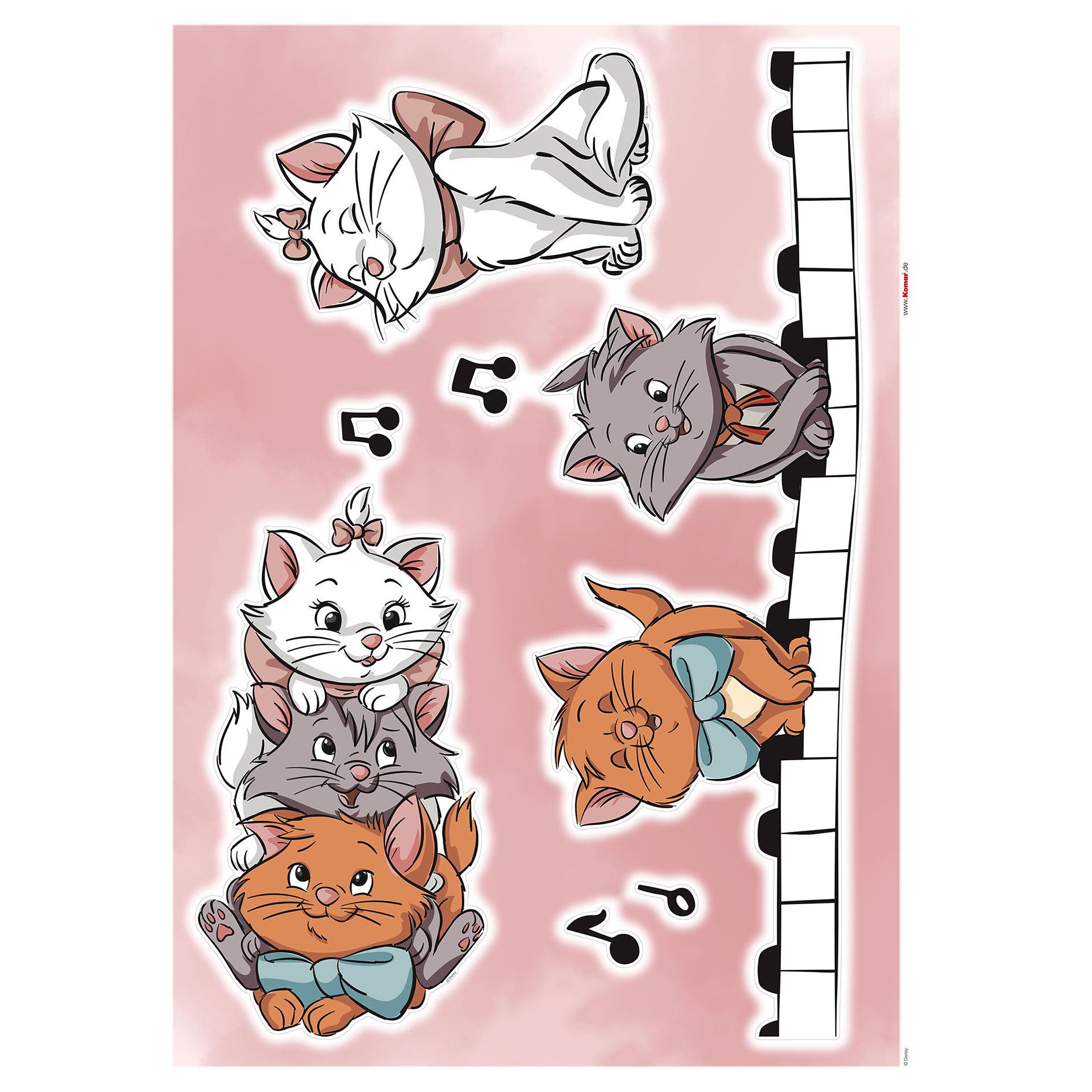 Wandtattoo ARISTOCATS KITTENS - rosa-braun-weiß - 50x70 cm