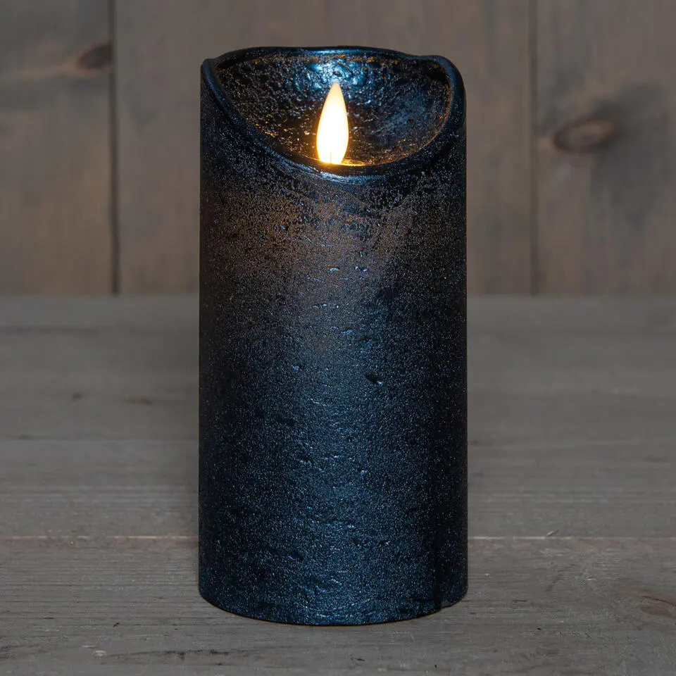 Anna's Collection Led stompkaars - metallic blauw - H15 x D7,5 cm