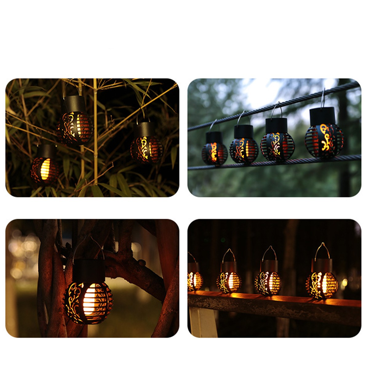 (9x7cm) LED Solar Lampe Outdoor Laterne Deko Flackernde Gartenleuchte Spritzwassergeschützt IP44 - Warmweiss