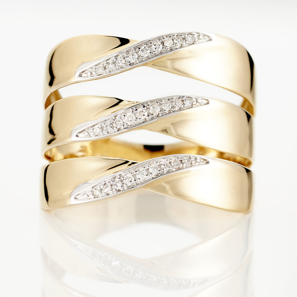 Bague Catharine 3 Rangs Or Jaune Diamant