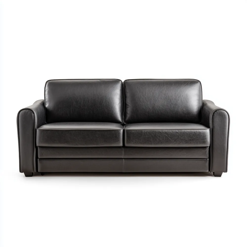 2-Sitzer-Sofa Leder 140x90x85 cm – Schwarz – Klassisches Design
