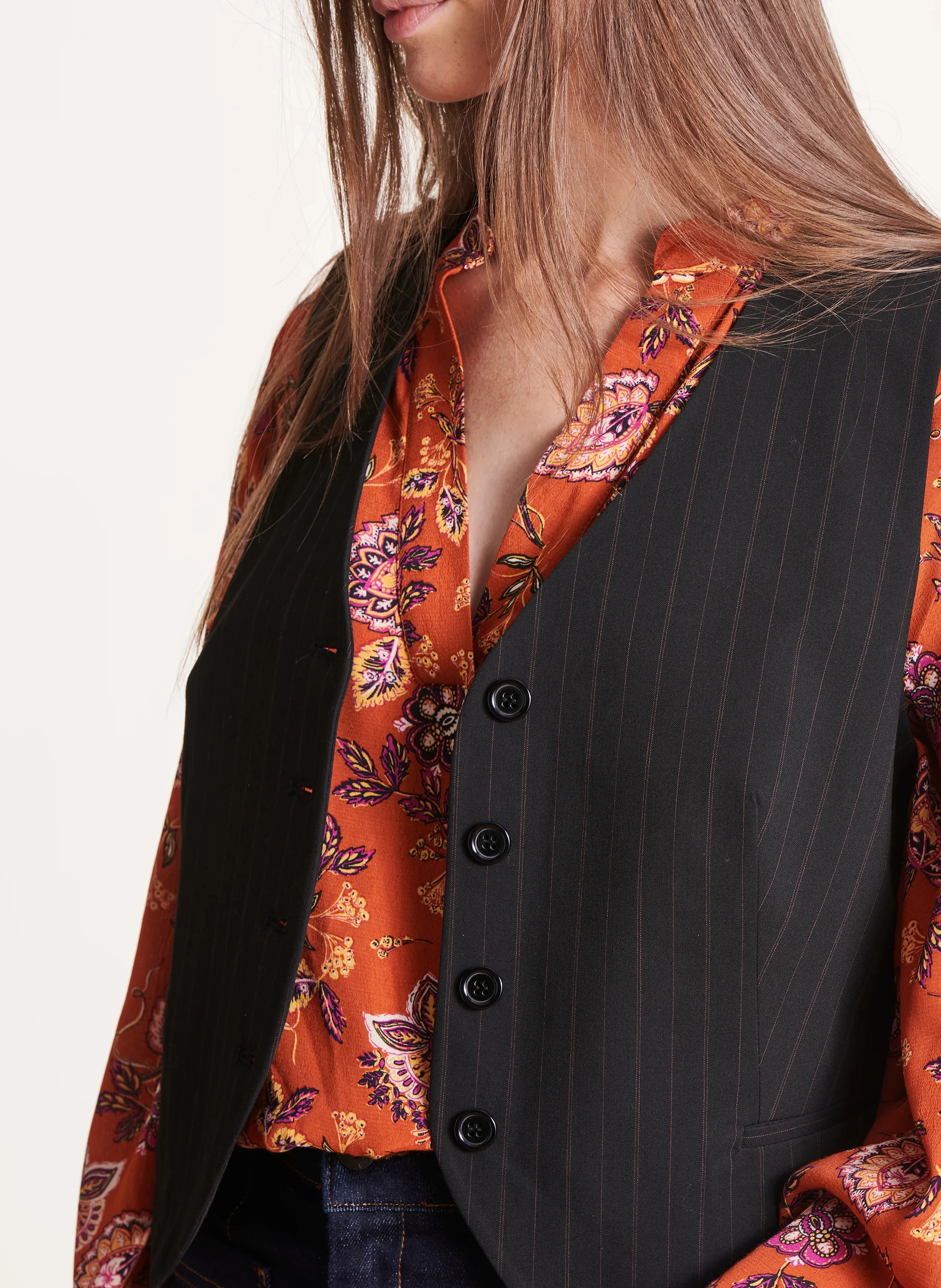 Gilet de costume rayé| Multicolore