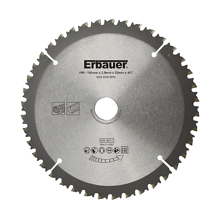 Lame scie circulaire TCT Ø160 x20/16 Moyenne 40 dents