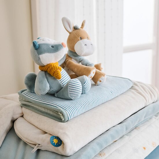 Félix et Léo Peluche Blaireau Félix   Bleu        de               Nattou