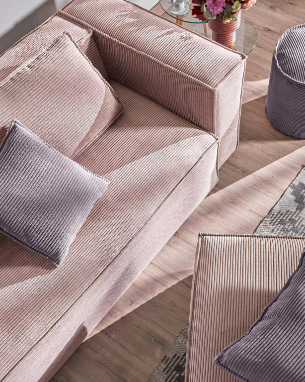 Kave Home Blok 3-zits bank met chaise longue links green corduroy