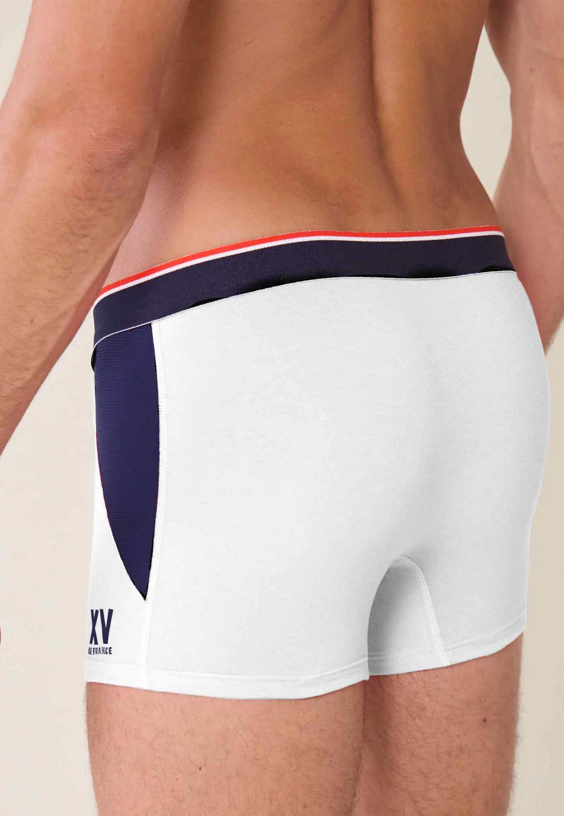 Boxer en coton-Marius Blanc/Bleu Marine XV de France