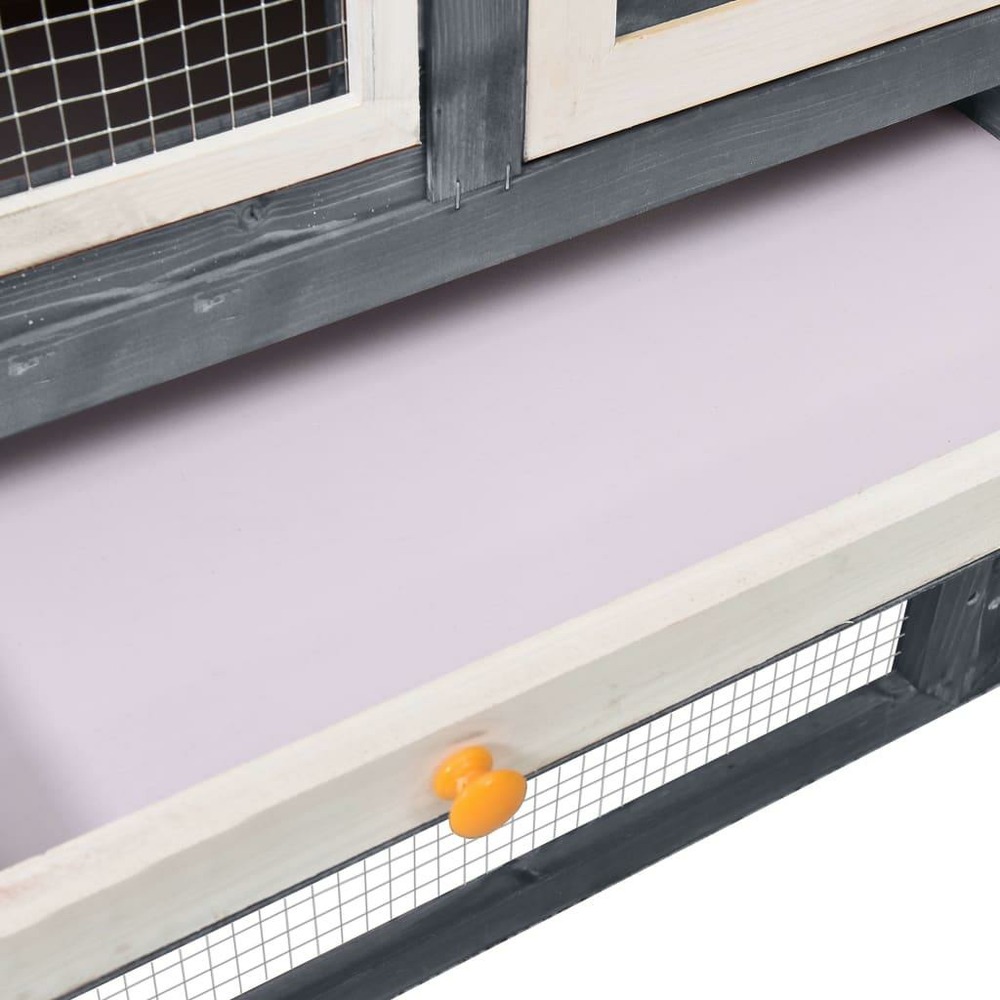 Clapier gris et blanc 140 x 63 x 120 cm bois de sapin massif