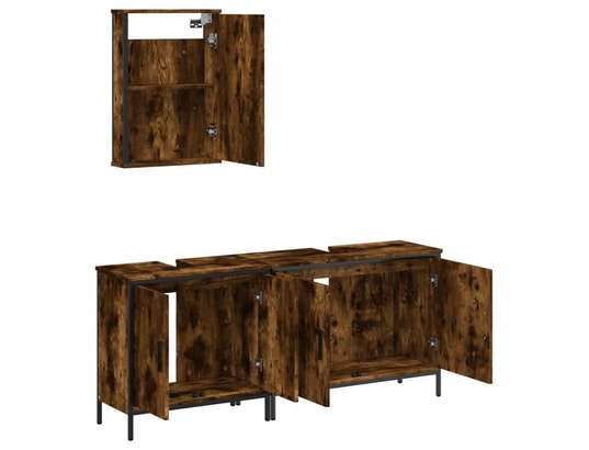 VIDAXL - Ensemble de meubles de salle de bain 3 pcs chêne fumé