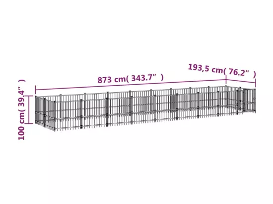 Chenil cage enclos pac noire 873 x 193.5 x 100 cm 02_0041802