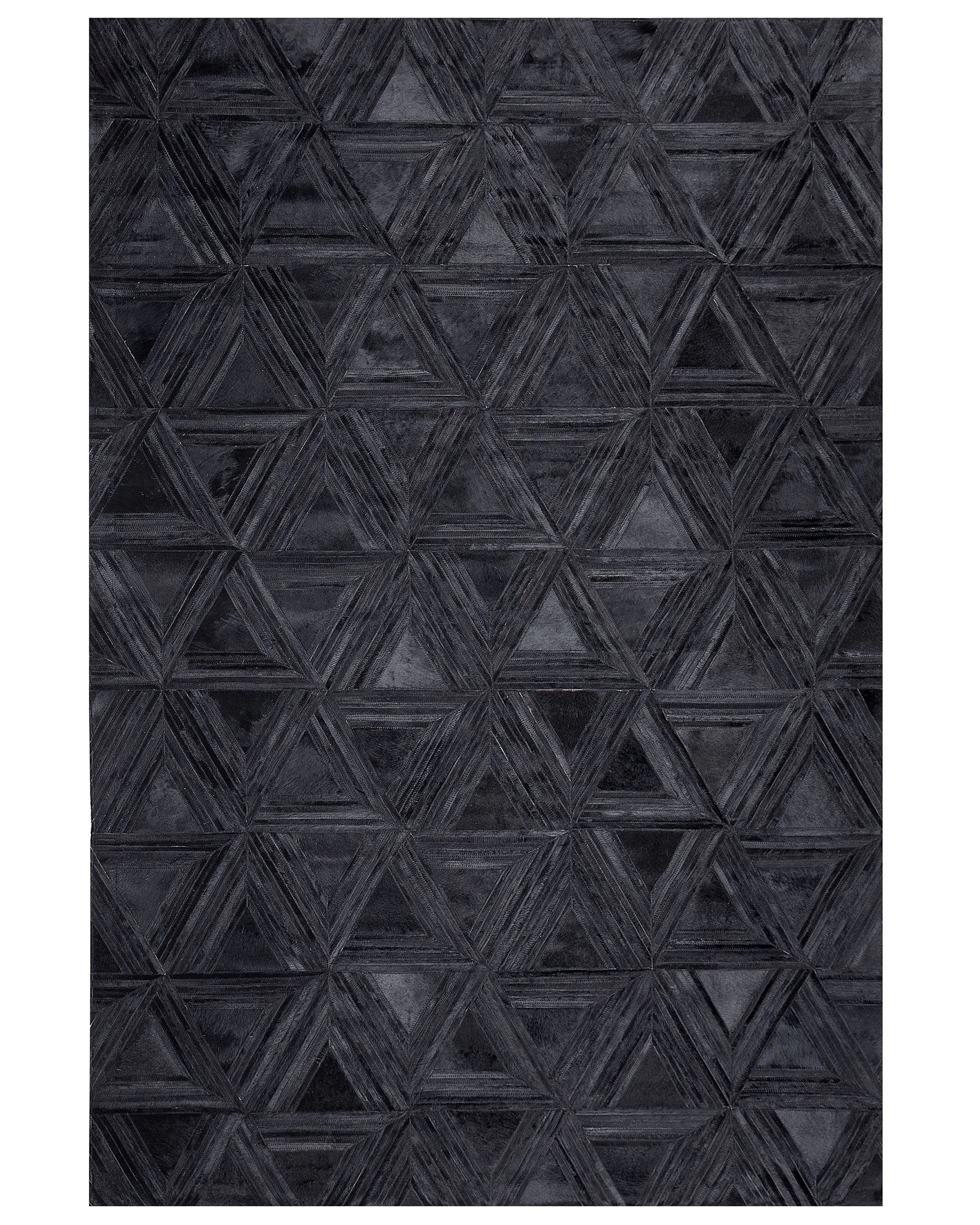 Vloerkleed KASAR Zwart 140 x 200 cm Leer