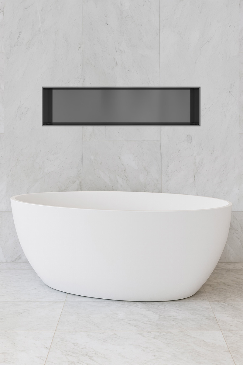Hotbath &More inbouwnis 30x120x10cm geborsteld zwart PVD