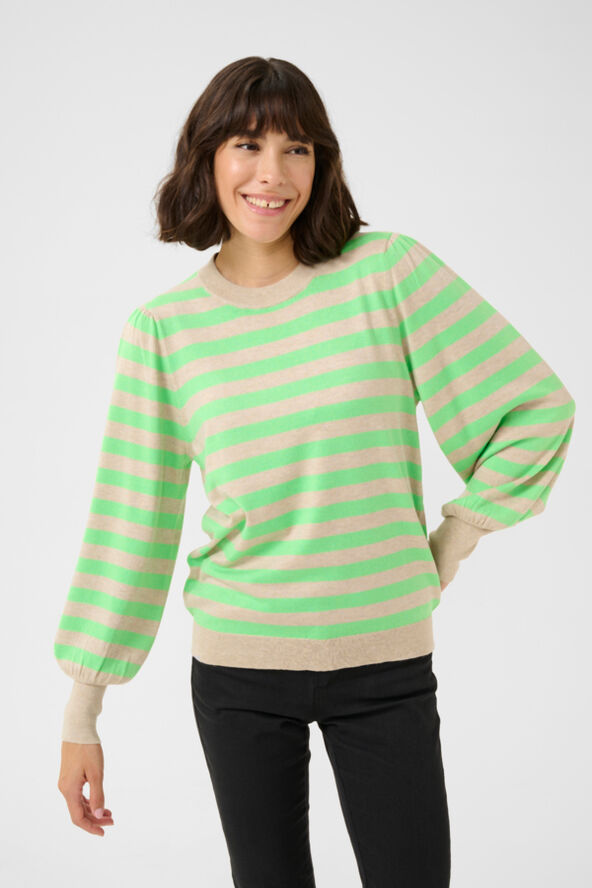 Kaffe KAlizzy Stripe Knit Pullover Feather gray mel./green