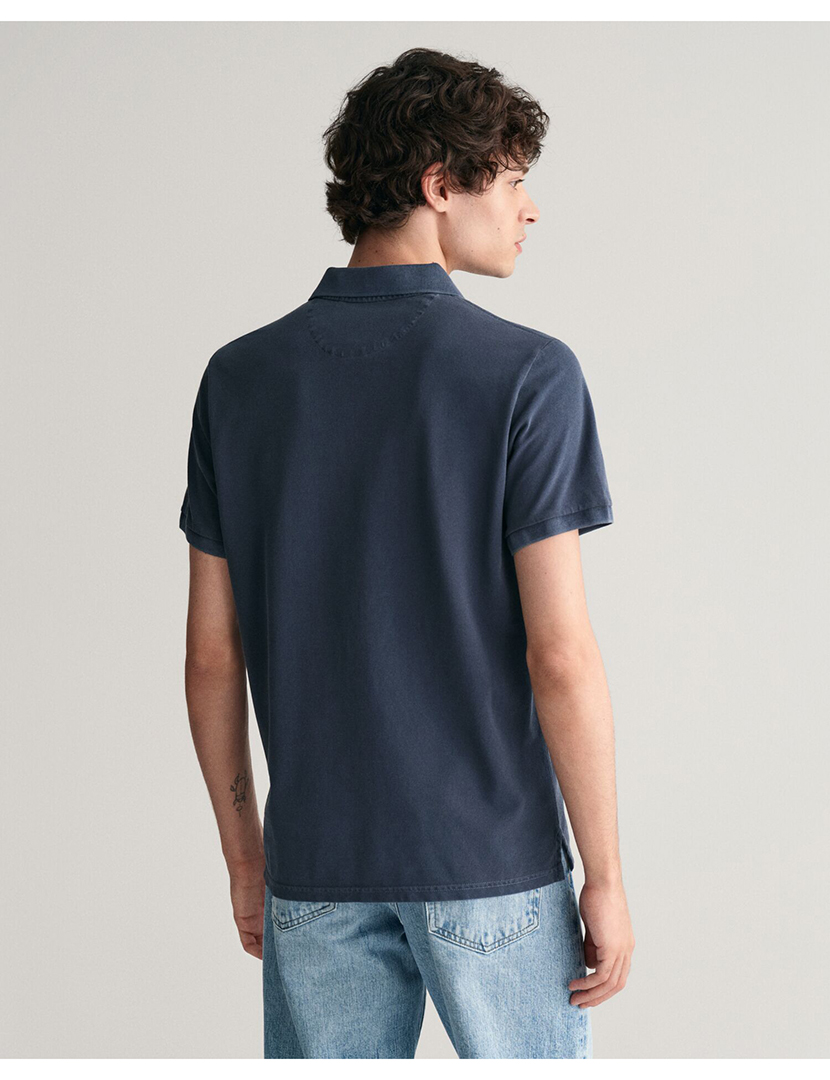 Short Sleeve Polo Sunfaded Pique Blue