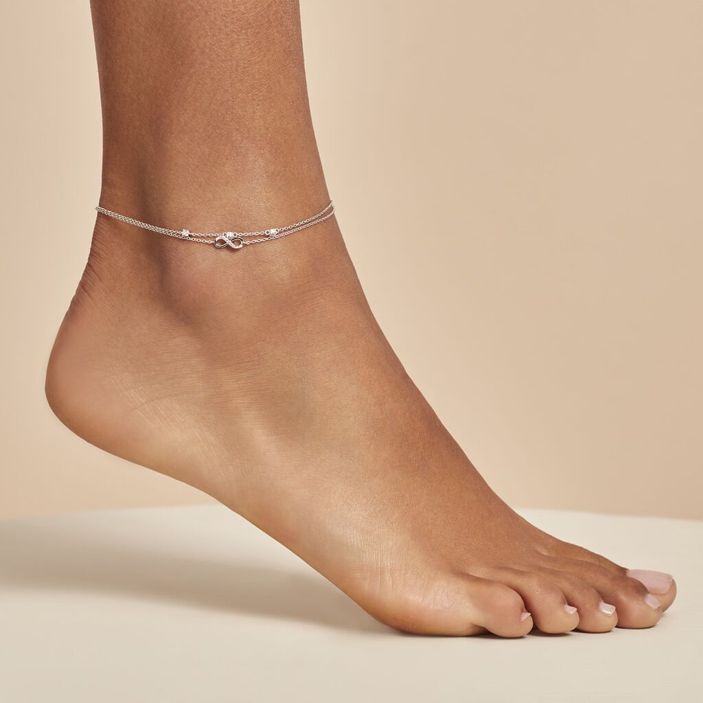Chaîne De Cheville Aurelio Argent Blanc Oxyde De Zirconium