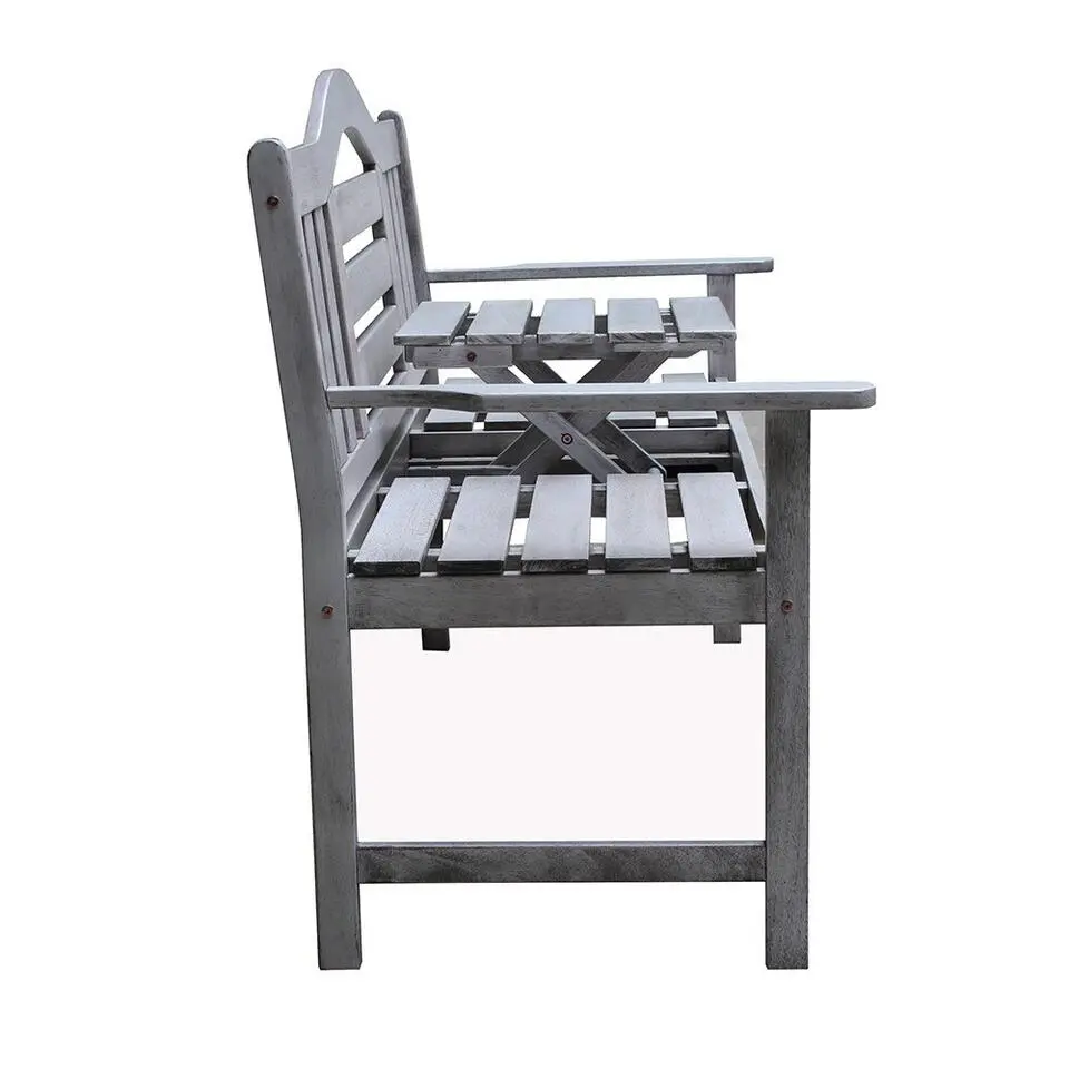 SenS-Line Nevada tuinbank met uitklapbaar tafeltje - Grijs - 150 cm - Meranti h