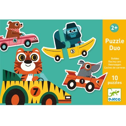Djeco puzzel duo racewagens 10x2st