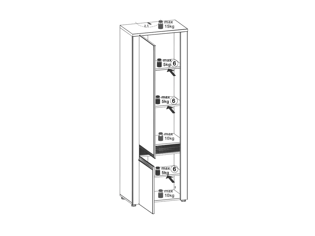 Armoire de salon 2 portes battantes Chêne à LED - BIELSKO - L 63 x l 40 x H 192,2 cm