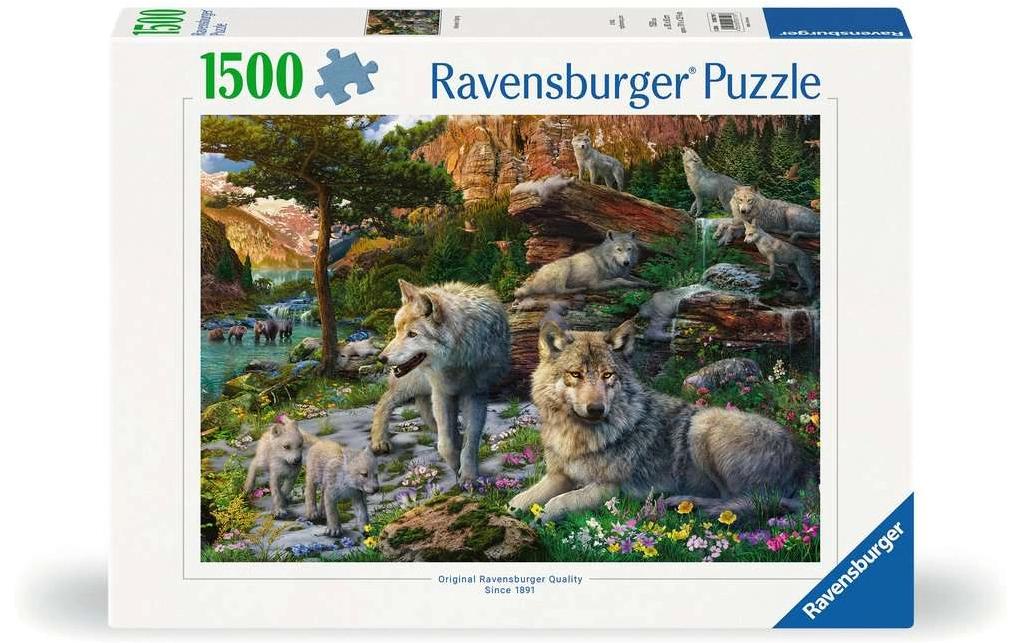 Puzzle Wolfsrudel im FrühlingserwachenKlassisches Puzzle mit Premium-Qualität