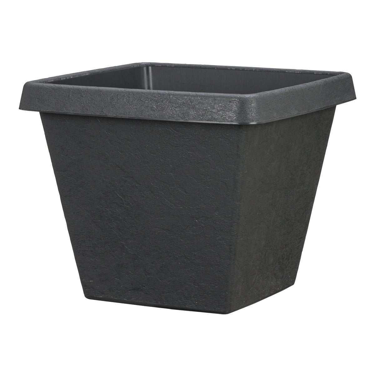 Scheurich Stones Square 35, plantenbak/bloempot, vierkant, gemaakt van kunststof, kleur: antraciet, 34 cm diameter, 27,5 cm hoog, inhoud 16 l.