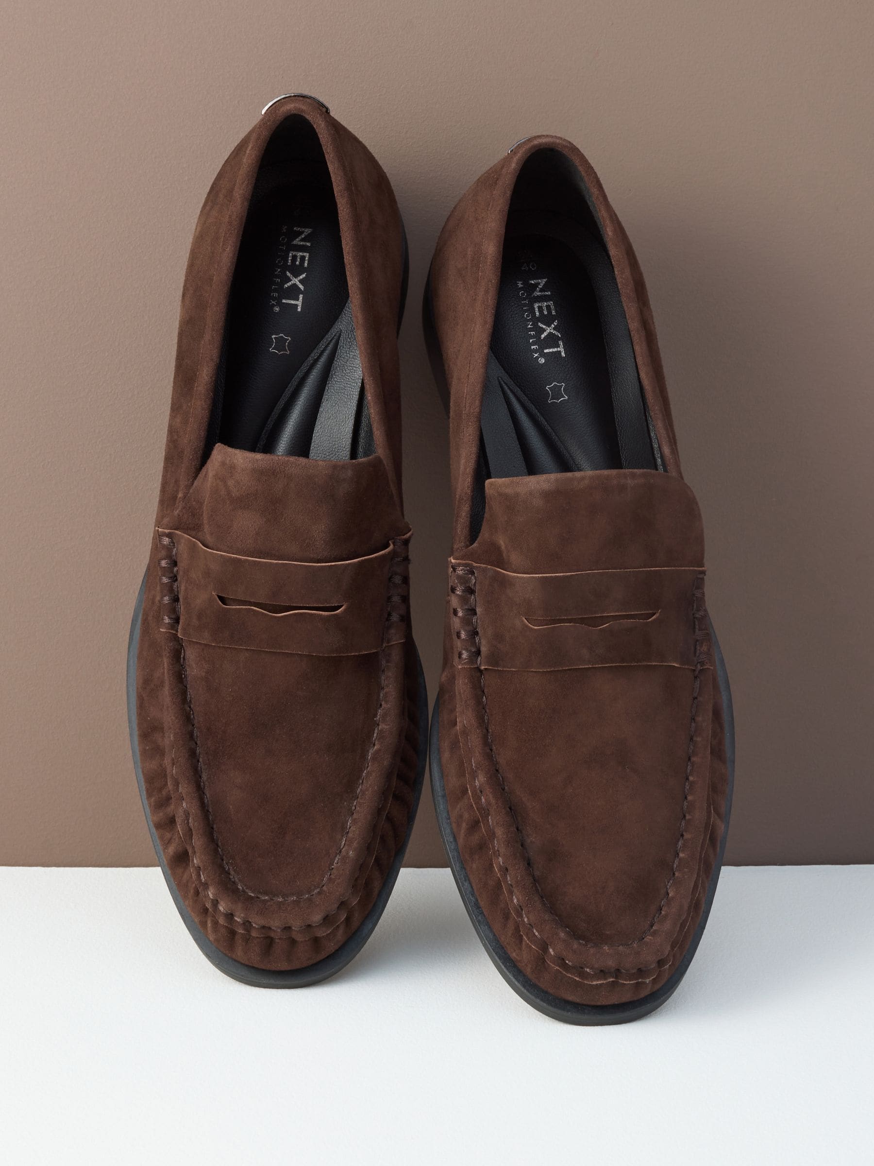 Chocoladebruin suède - Forever Comfort® Premium Leren Loafers met Motionflex en ruches